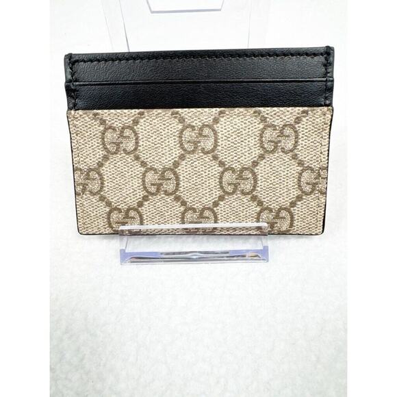 New Gucci Beige & Black Card Holder Wallet With COA - Picture 1 of 7